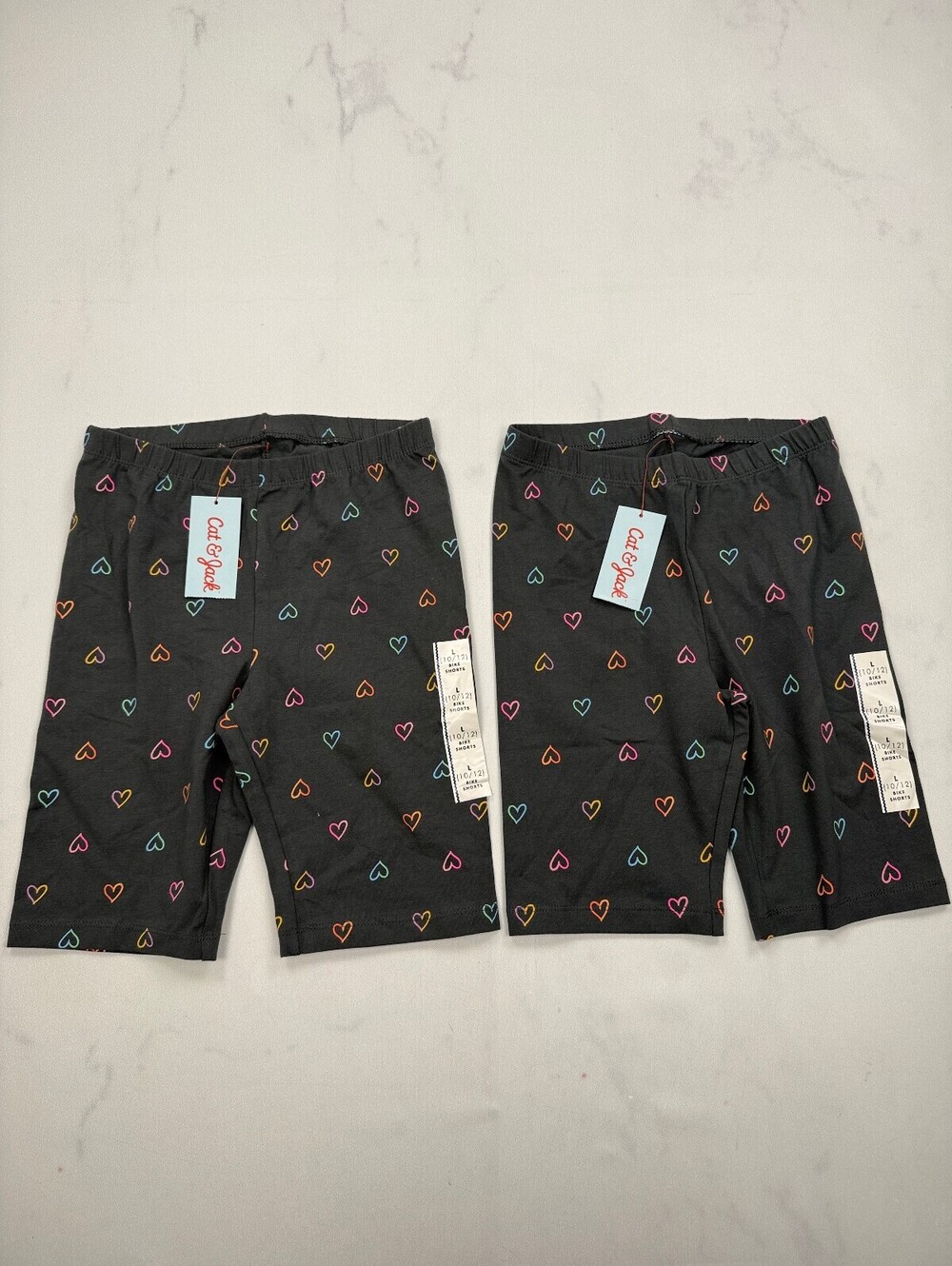 Cat & Jack Bike Shorts Black 2010s All Over Print Bundle of 2 - Girls 10/12